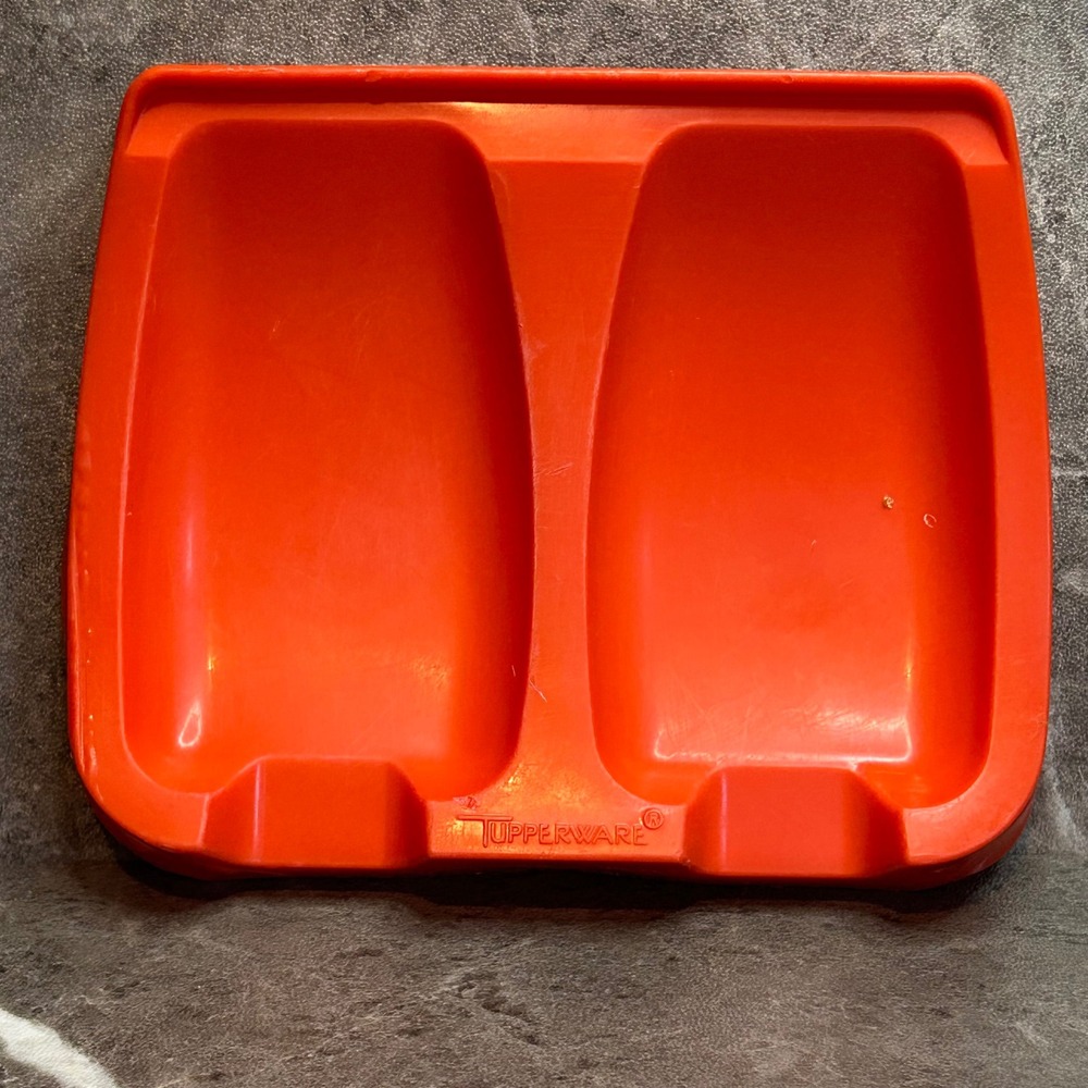 Vintage Tupperware Orange Spoon Rest Double Utensil Holder 226-3 Made in USA
